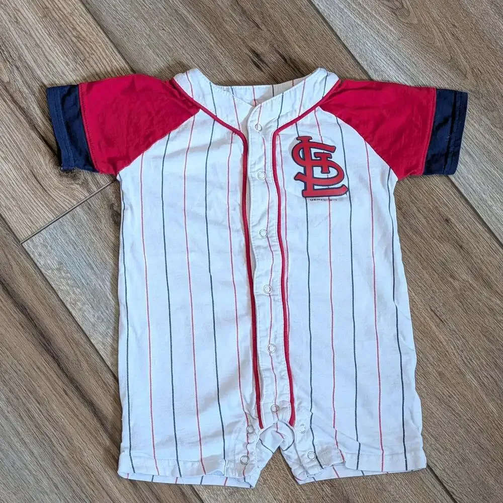 Gen2 MLB St. Louis Cardinals Infant Pinstripe Baseball Romper Bodysuit 6/9M